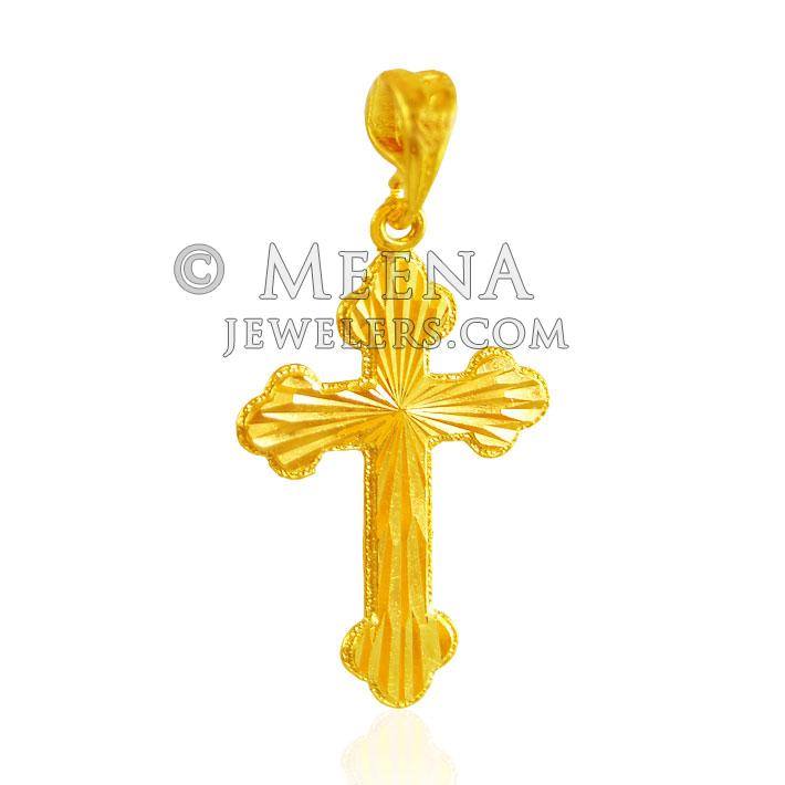 22 Karat Gold Cross Pendant PeFc21702 22Kt Gold cross pendant is