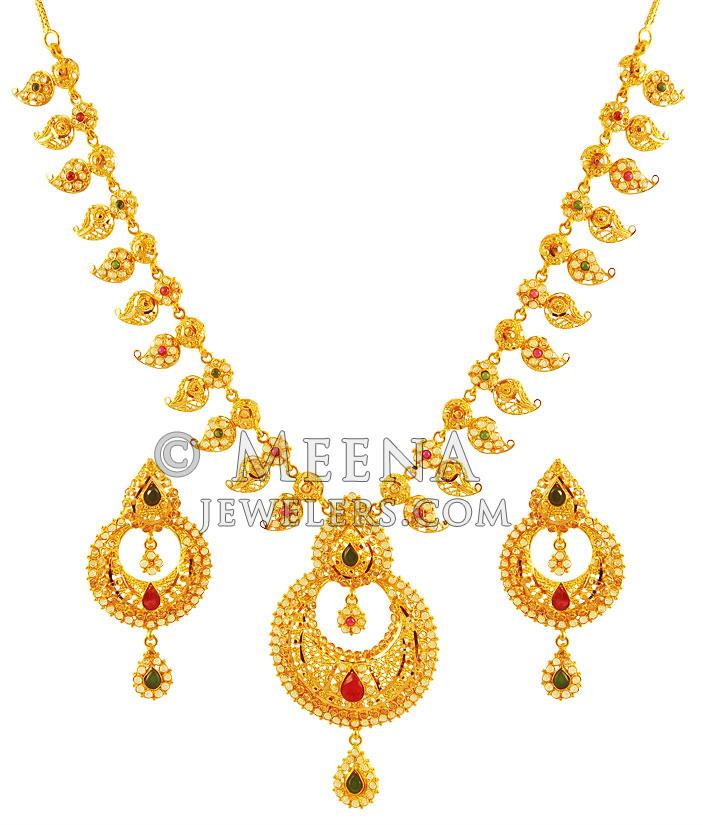 22K Mango Maala Set StGd18260 Exclusively designed 22K Gold
