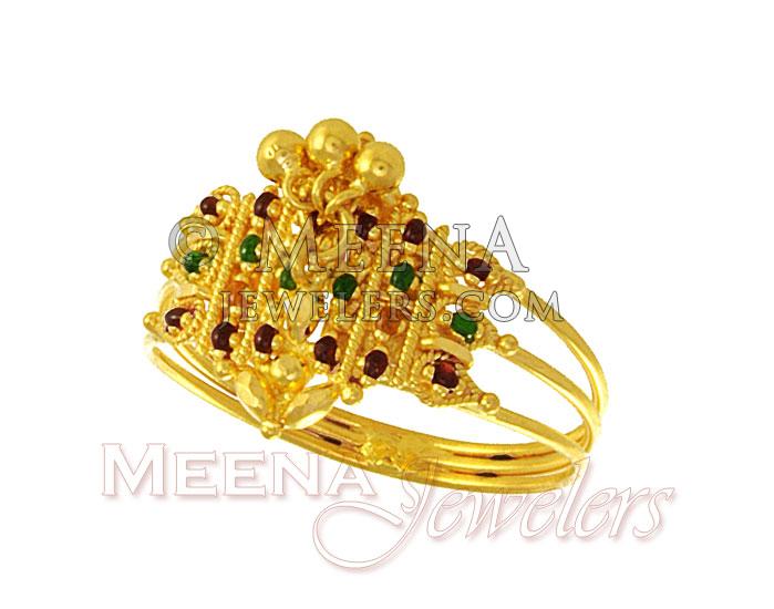Gold Enamel Paint Ring RiLg2305 22Kt Gold Enamel Paint Filigree