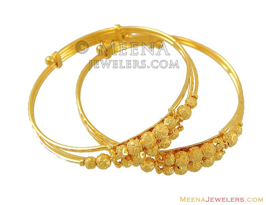 Indian Gold Bracelets (Kids) BjBa8954 22k Gold baby bangle