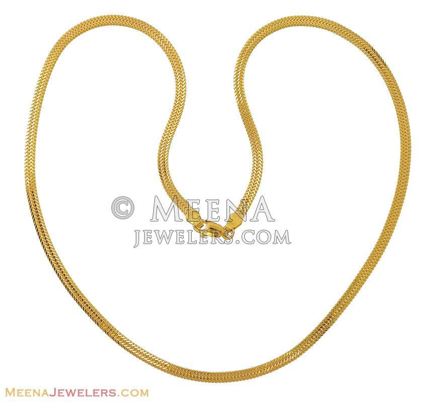 Indian Gold Chain (18 Inch) ChPl8714 22Kt Gold Chain (flat chain