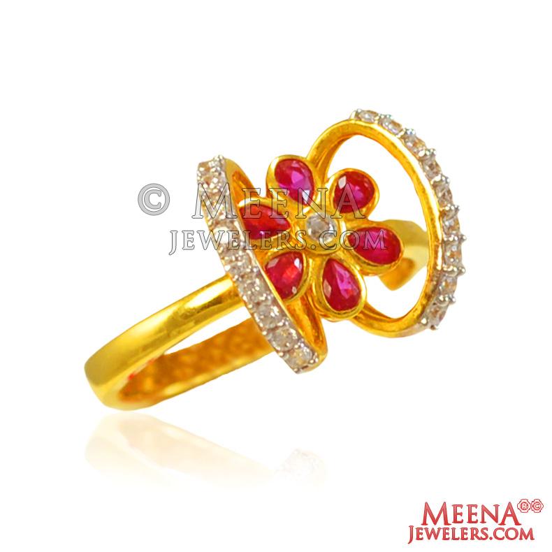 22Kt Gold Colored Stone Fancy Ring - RiLp27962 - US$ 976 - Elevate your ...