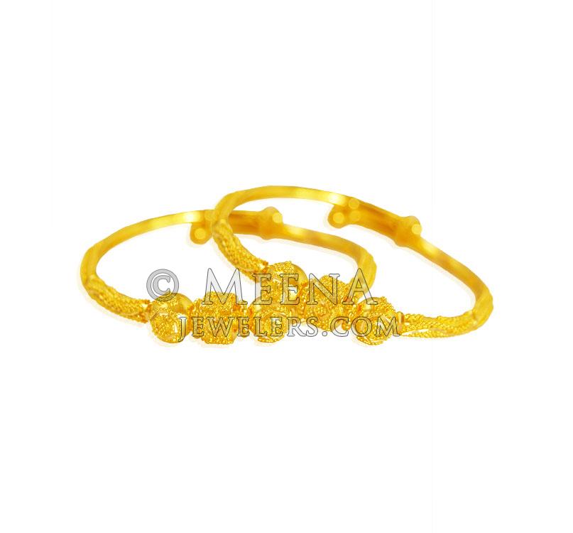 22k Gold Baby Bangles (2 pcs) BjBa21786 22K Yellow Gold Baby