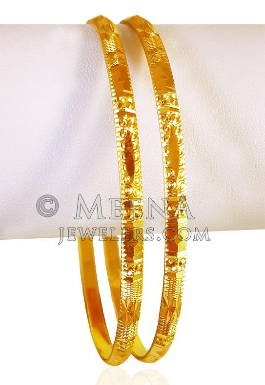 22KT Gold Machine Bangles (2 Pc) - BaSt22628 - 22KT Gold Machine ...