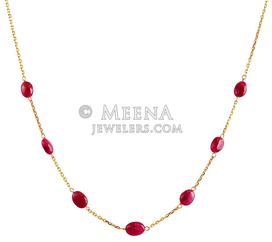 Delicate 22K Gold Ruby Chain chfc17997 Fancy 22K Gold Chain