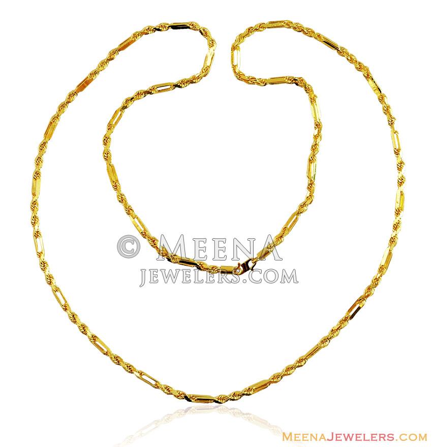 22K Gold Heavy Rope Chain - ChPl15321 - 22K Gold Cartier Rope Chain in ...