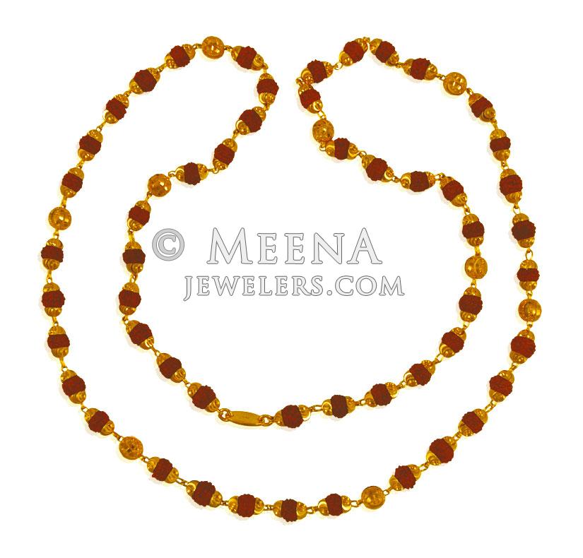 22K Gold Religious Rudraksha chain ChMs24101 22Kt Gold mala is