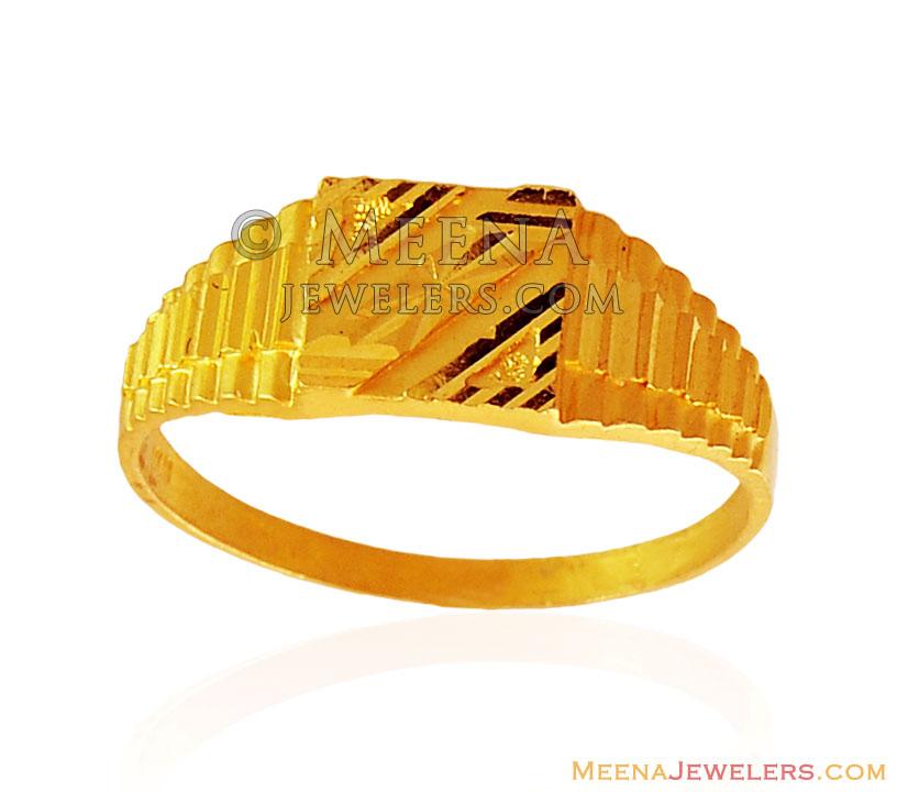 22k Gold Mens Thin Ring RiMs16965 22k gold fancy mens thin ring