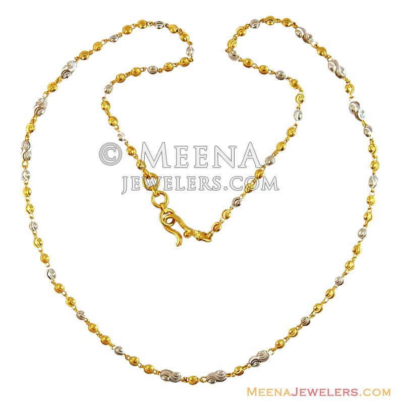 22k Gold Fancy Balls Rhodium Chain - chfc14447 - 22k gold chain ...