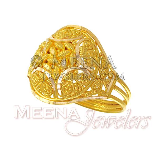 Gold Filigree Work Ring RiLg2307 22Kt Gold Filigree Work Designer Ring