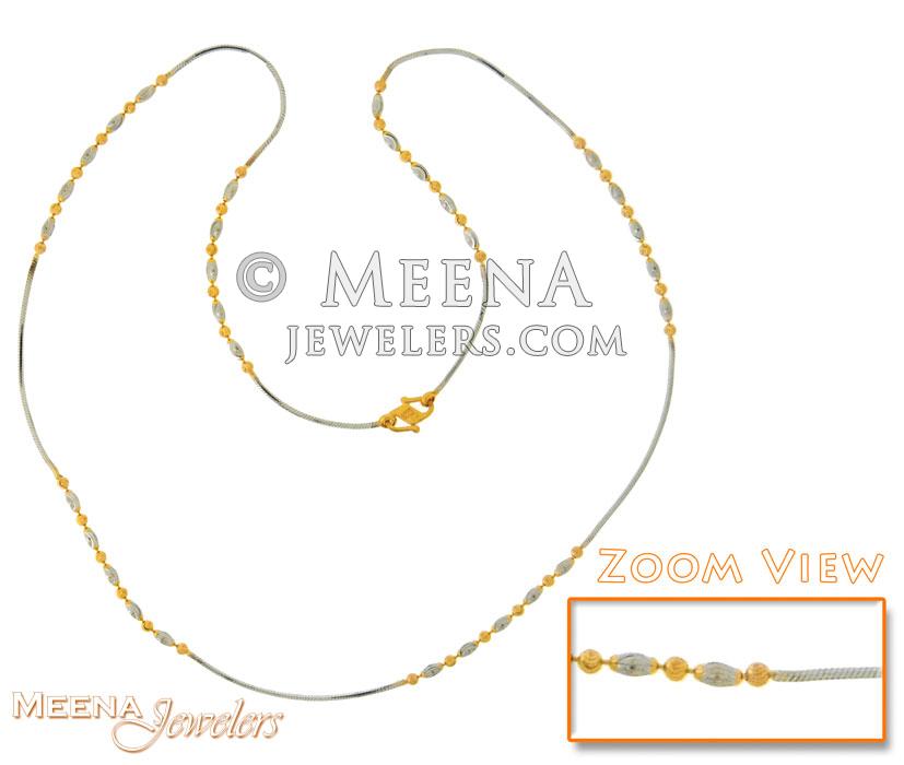 22Kt Gold Fancy Two Tone Chain With Rhodium Plating - ChFc2600 - 22Kt ...