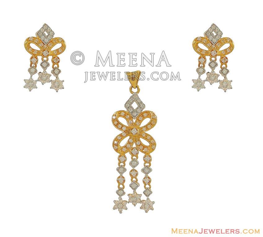 Two Tone Signity Pendant Set - PsFc9858 - US$ 4,324 - 22kt Gold Pendant ...