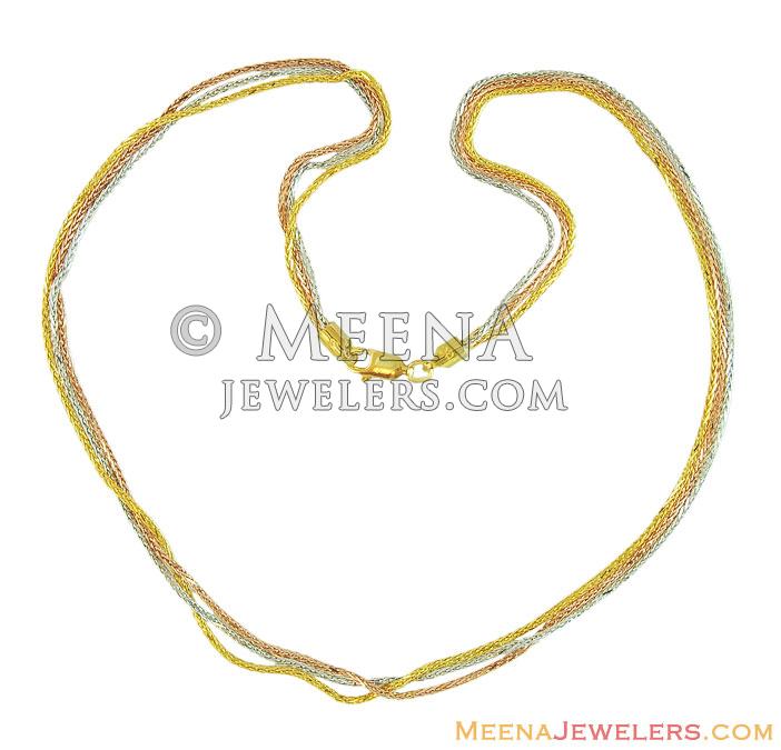 22k Gold Three Tone Chain chpl12331 22K gold Three Tone Beautifully design Three layer Chain