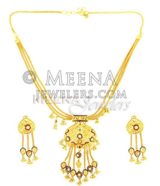Elegant 22Kt Necklace Set with long hanging design StLs233