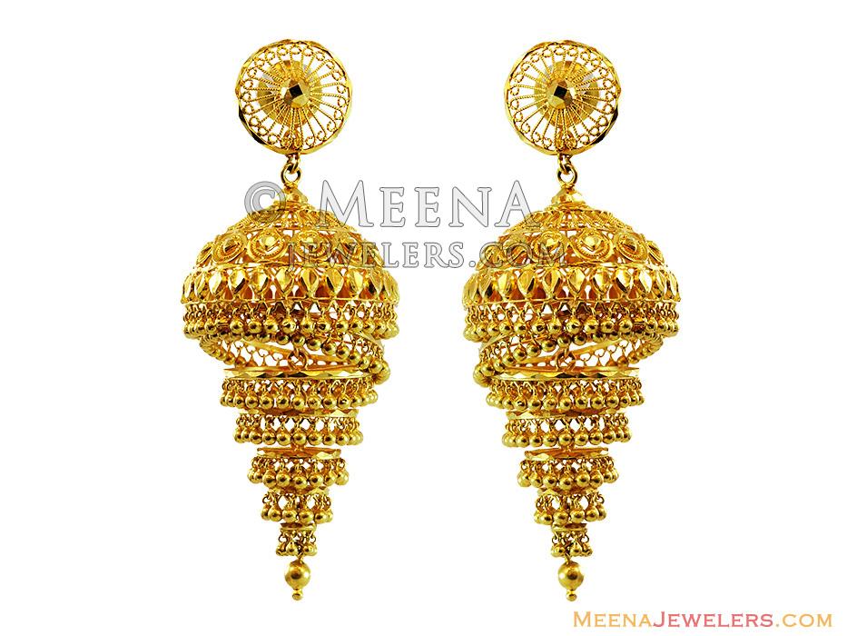 21K Designer Chandelier Earrings ErFc13442 21k gold designer