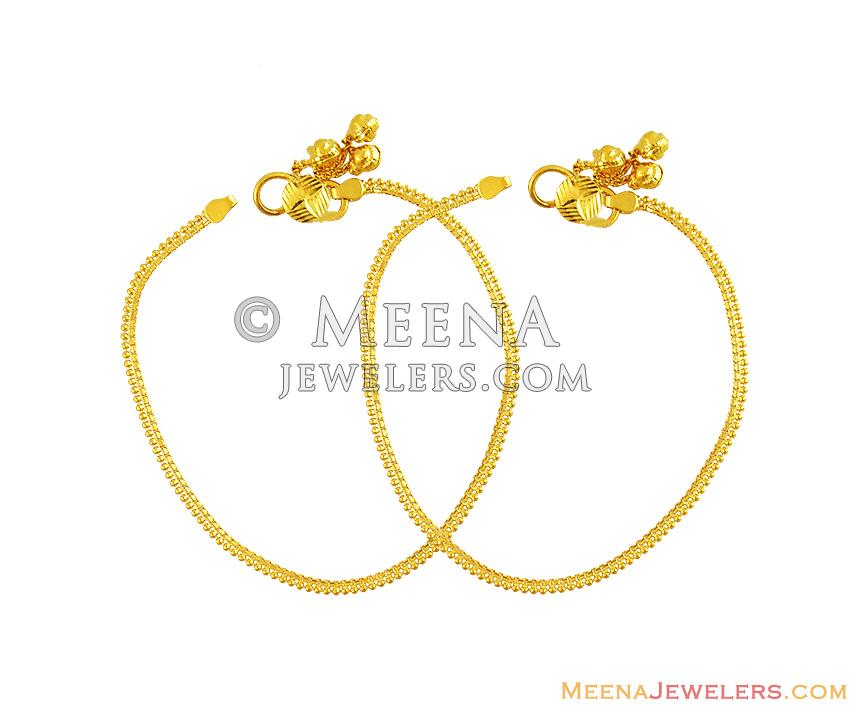 Fancy Plain Baby Anklets 22k Gold GaPa14051 22Kt Fancy Plain Baby