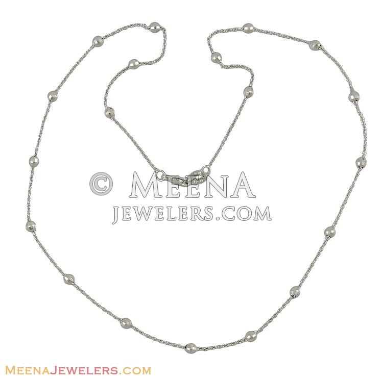 White Gold Balls Chain (14K) ChFc10707 14K white gold chain beaded with white gold balls.