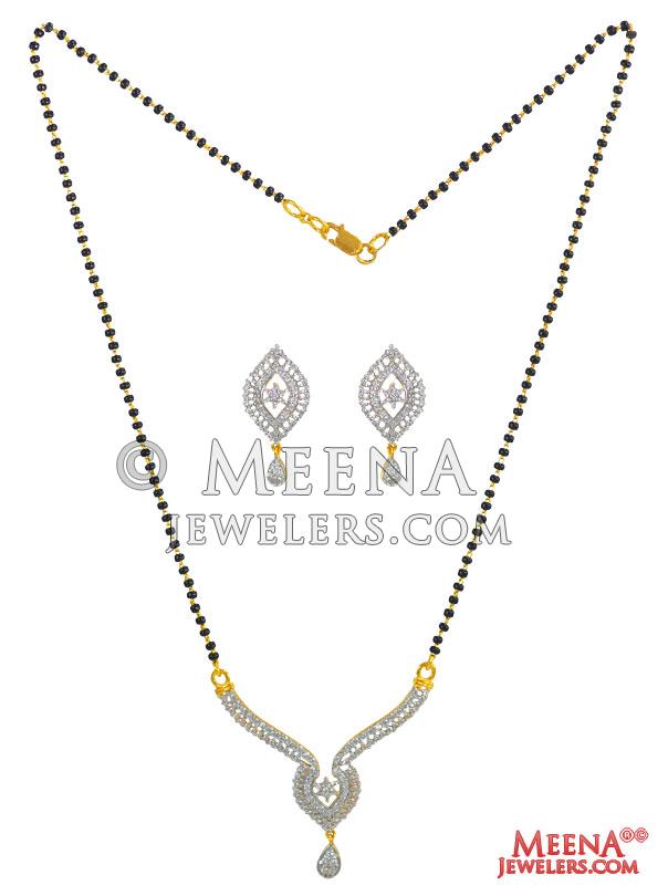 22K Signity Studded Mangalsutra Set - StMs25271 - 22Kt Gold Mangalsutra ...