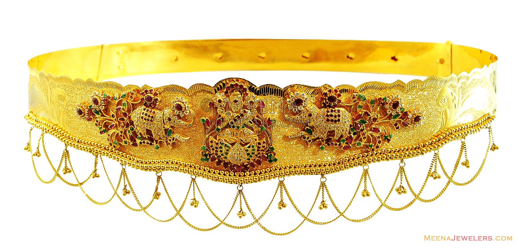 Vaddanam with Laxmi in 22k Gold mskp14102 22K Gold Kammar Patta