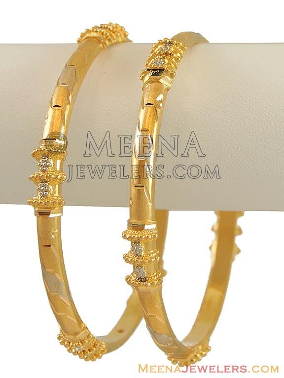 Indian 2 Tone Bangles (2 Pcs) BaGo9620 22K Gold Hand Made Bangles