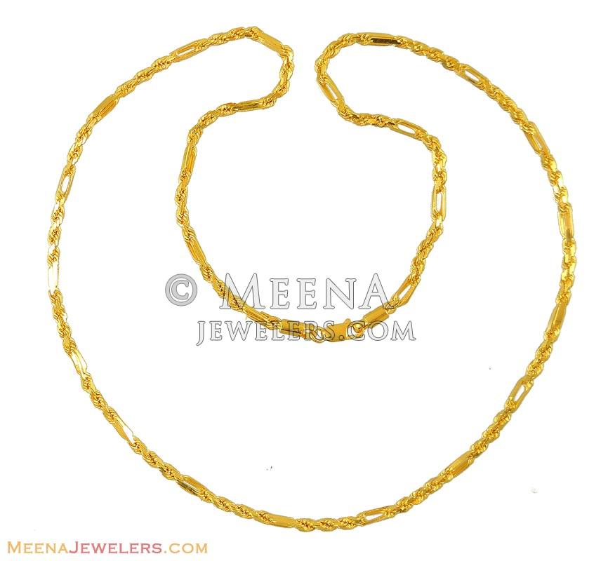 Indian Rope Chain (22K Gold) ChPl8825 22 Karat Indian gold chain