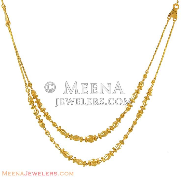 22k Double Layered Gold Chain ChFc7508 22Kt gold fancy double