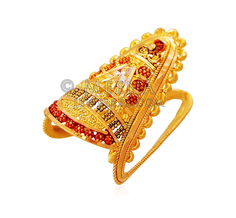 22K Three Tone Vanki Ring RiLg18446 22K Gold South Indian style