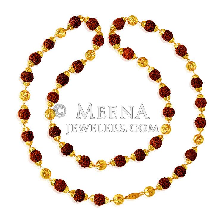 22K Gold Religious Rudraksha chain ChMs20822 22Kt Gold mala is