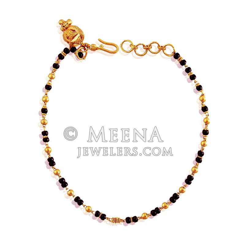 Gold Black Beads Bracelet - BrLa18100 - 22K Gold bracelet for ladies