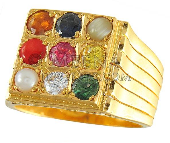 22K Navratan Men Ring RiMs3859 22K