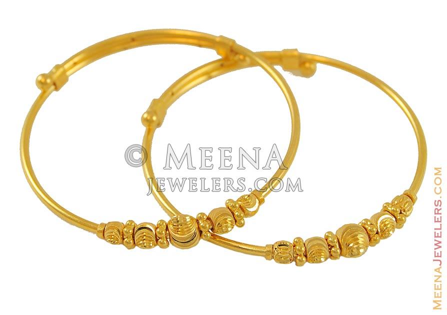 Yellow Gold Kids Bangles(set of 2) BjBa7767 22k yellow gold kids