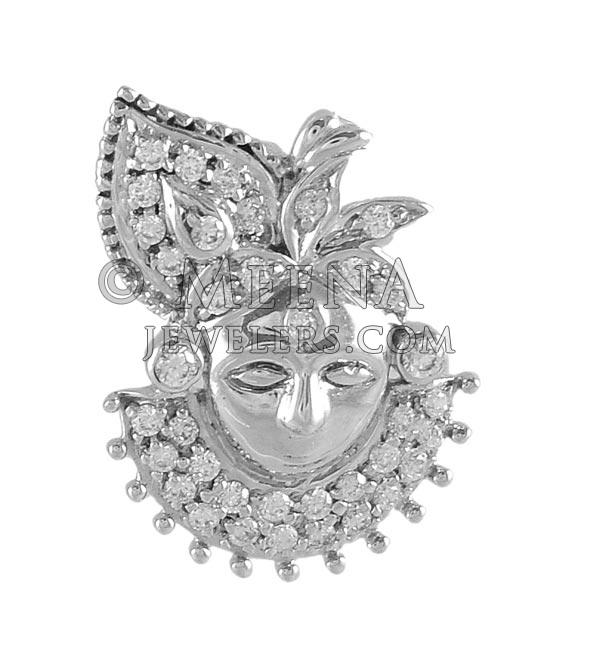 18Kt White Gold Krishna Pendant with Star Signity stones studded ...