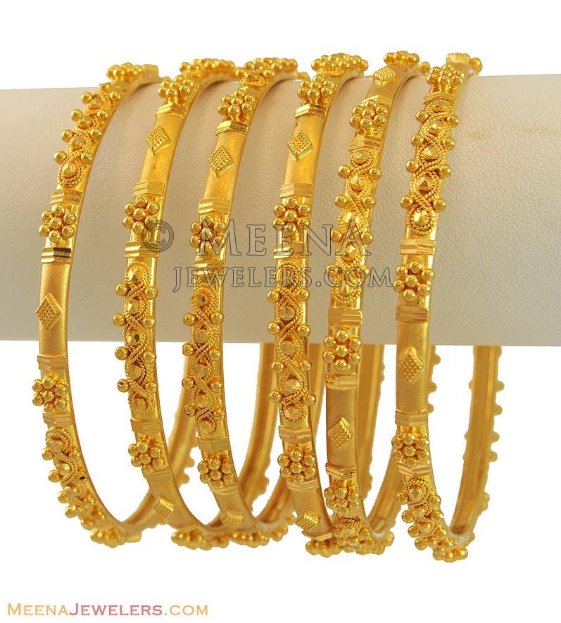 Indian Gold Bangles (set of 6) BaSt10611 22Kt Gold Bangles (set of