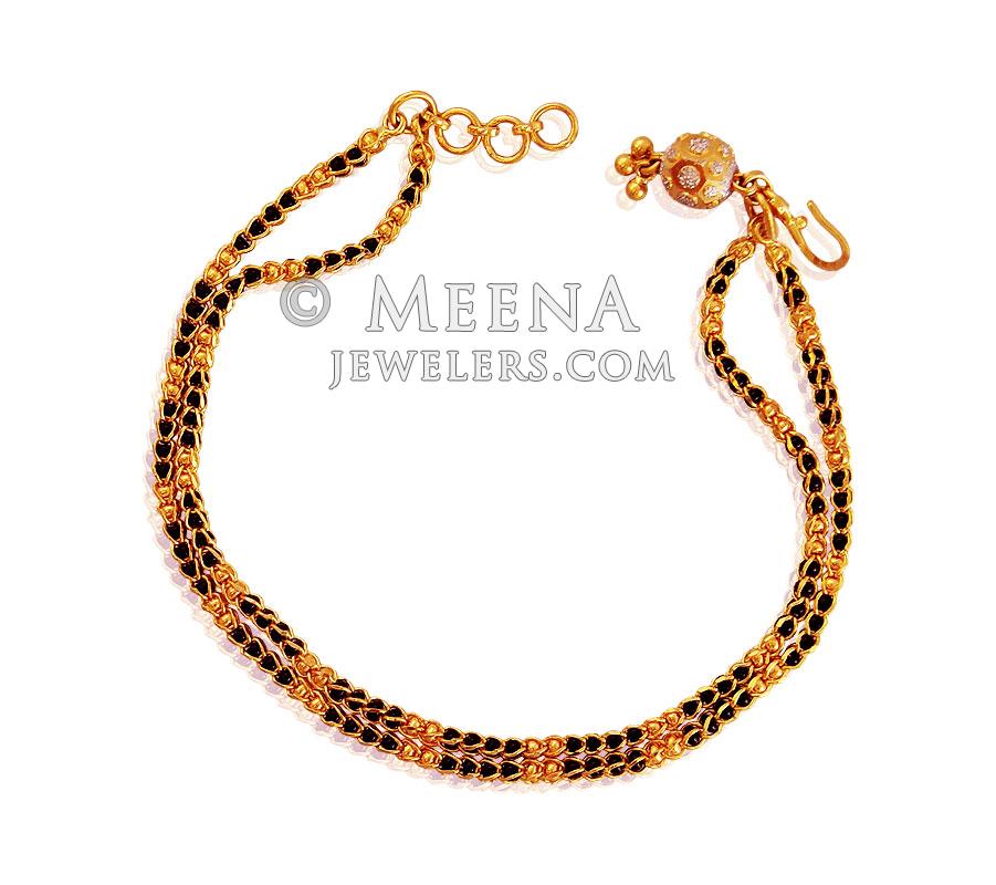 22K Fancy Black Beads Bracelet BrLa18108 22kt gold fancy bracelet