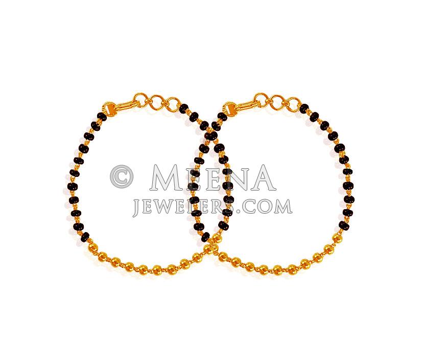 22K Black Beads Bracelet BaBr19115 22K Gold baby Bracelets (2 pcs