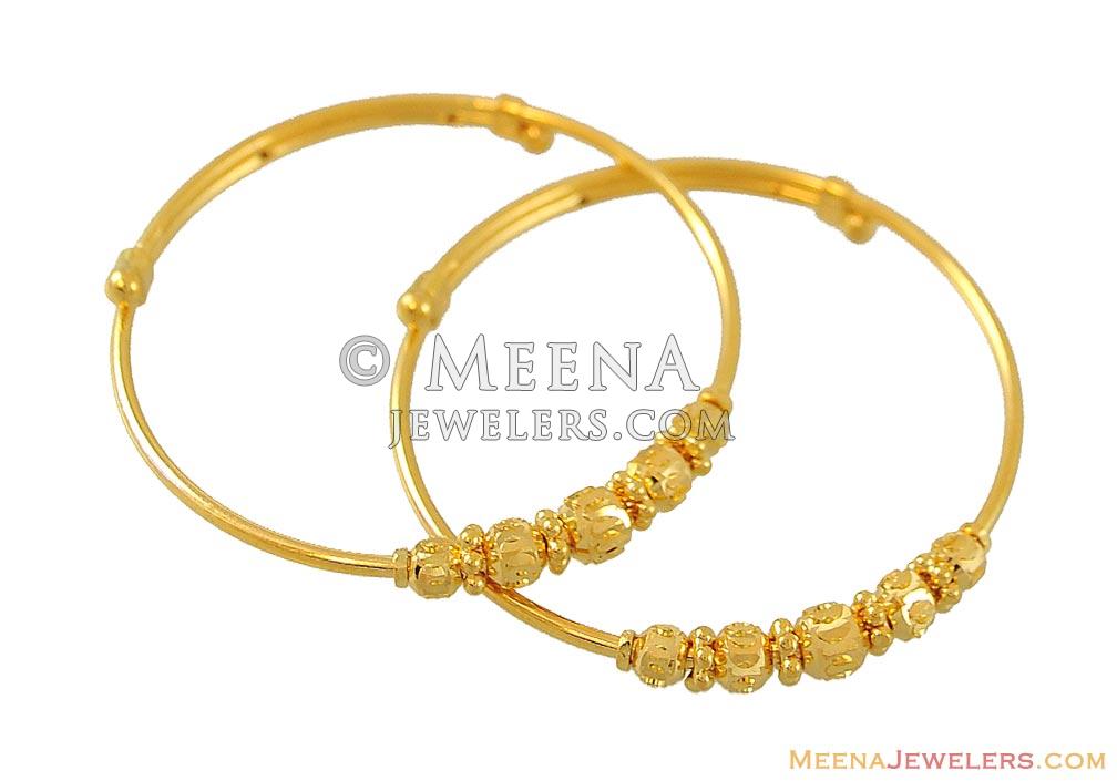22K Gold Baby Bangles BjBa8952 22k yellow gold baby bangles with