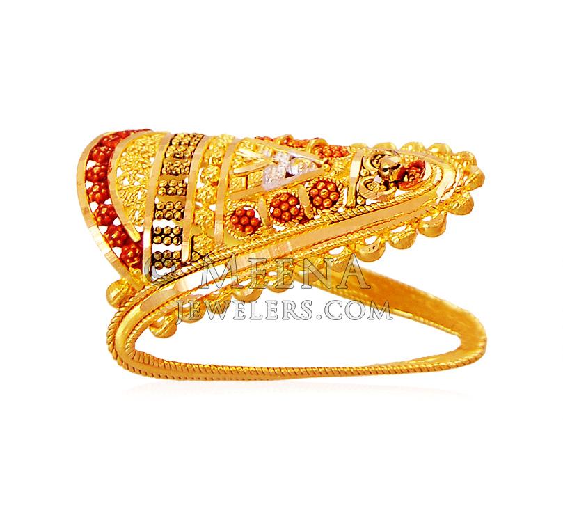 22K Three Tone Vanki Ring RiLg18446 22K Gold South Indian style