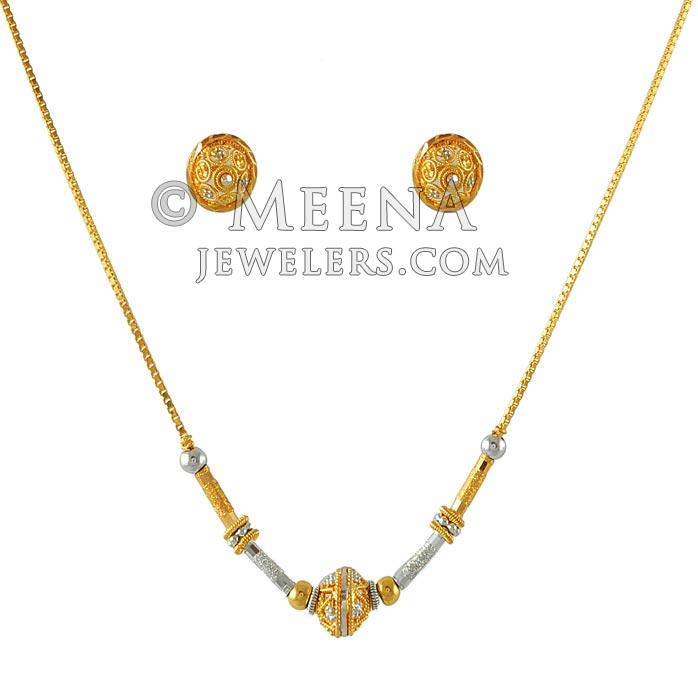 Gold fancy Necklace Set StGd4260 22K Gold Designer Necklace and