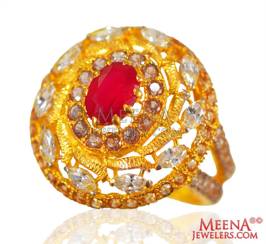 22k Gold Exclusive Ring RiLp26260 22Kt Gold Ring exclusively designed with color Stone in