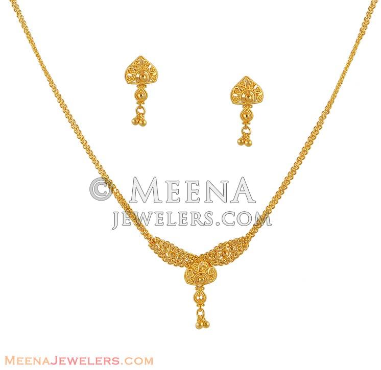 Small Necklace set - StLs5100 - 22kt Gold light necklace ...