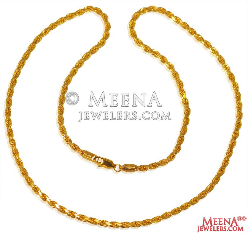 22K Gold Fancy Chain chpl26092 22K Gold Chain designed in a fancy