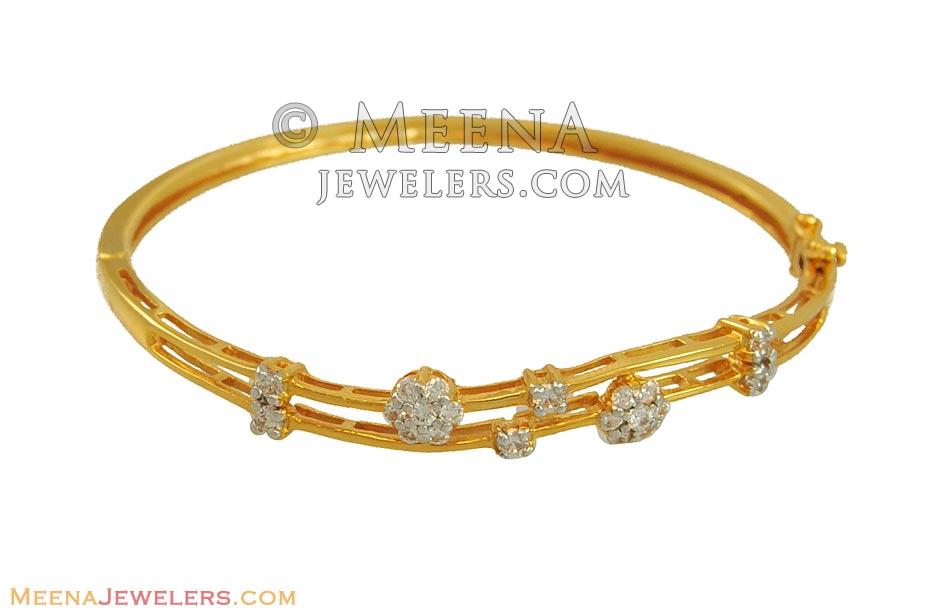 22Karat Gold Bangle (stones studded) BaSt10747 22k gold bangle