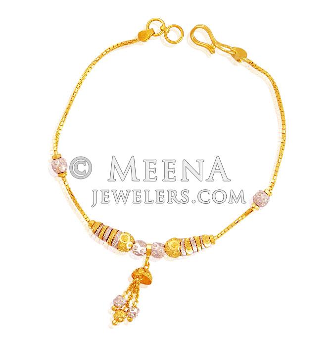 Two Tone Gold Bracelet 22K BrLa17876 Gold Two Tone Bracelet 22K