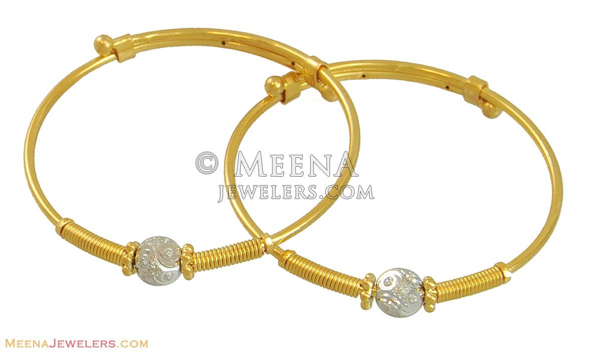 Gold Baby Bangles (22 Karat) BjBa10495 22K Gold Bangles (kids) with