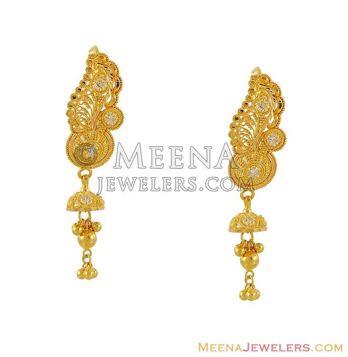 Gold Designer Hanging Earrings - ErFc8550 - 22Kt Gold Designer Earrings ...