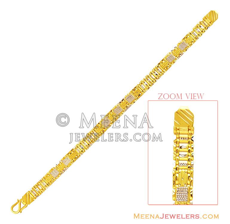 22K Gold Mens Bracelet BrMb14163 22k Gold Men's Bracelets in fancy