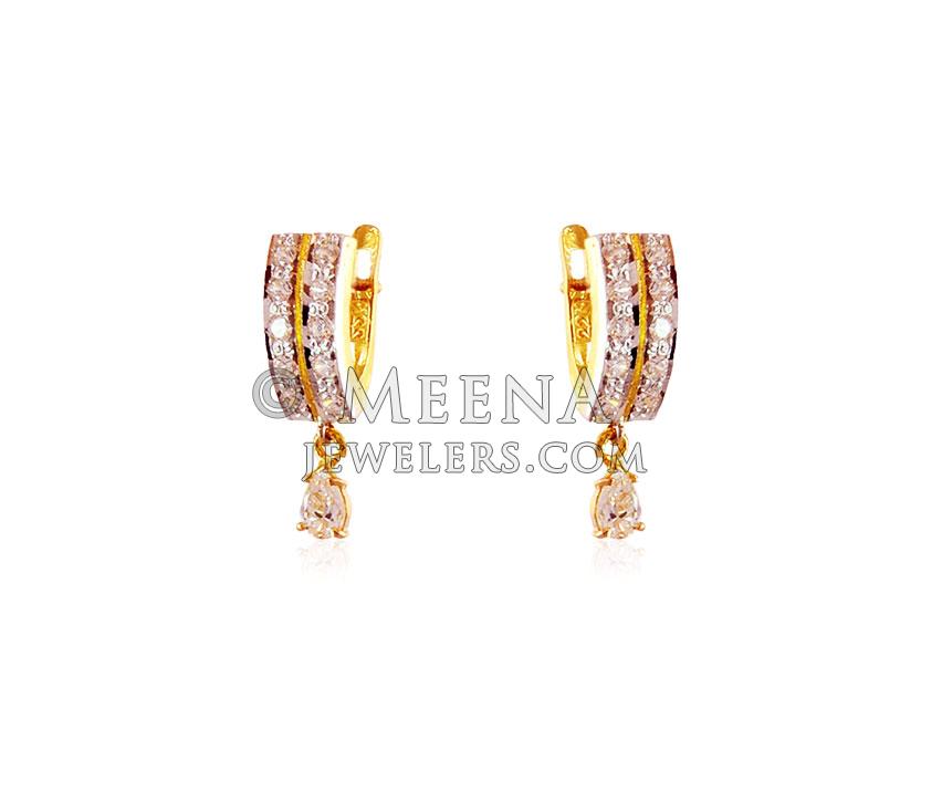 Fancy 22K Clip On Earrings ErCl17251 22K Gold Two Tone finished