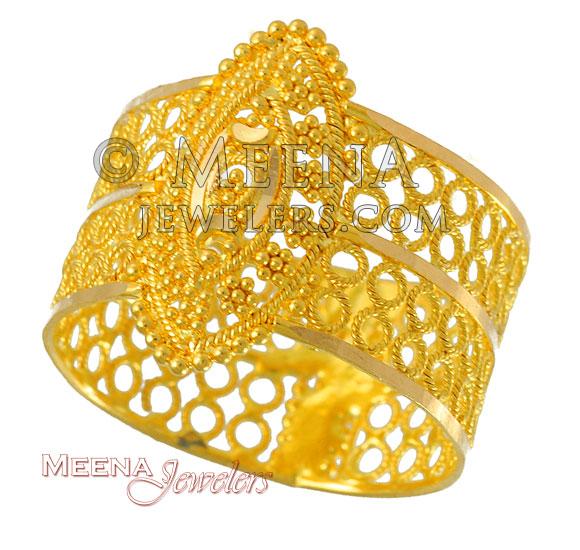 22K Wide Ladies Ring - RiLg3708 - 22Kt Gold Ladies wide Ring with fine ...