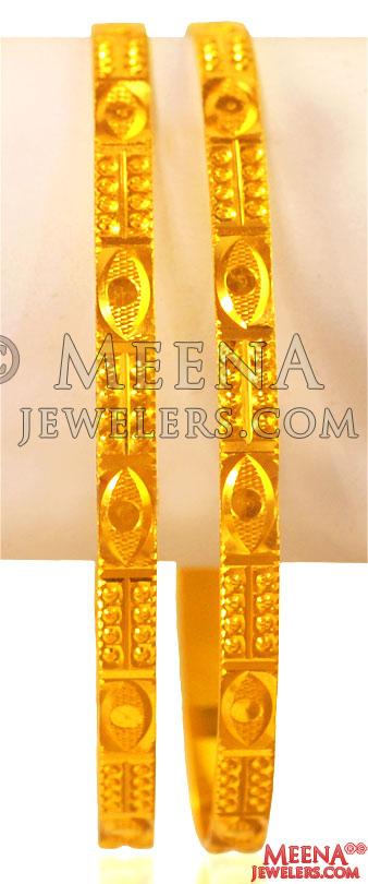 22kt Gold Machine Bangles (2 Pcs) - BaGo26508 - 22kt Gold Machine ...