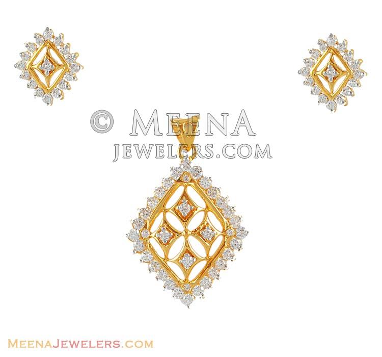Signity Pendant Set - PsFc4820 - 22kt Gold signity pendant and earring ...